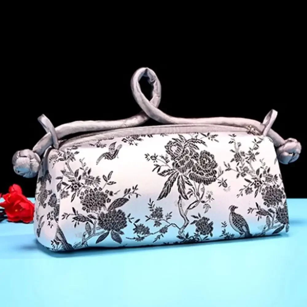 Fashion Silk Embroidered Women Handbag Chinese Style n Knot Clutch Bag Retro Zipper Cosmetic Travel 260307