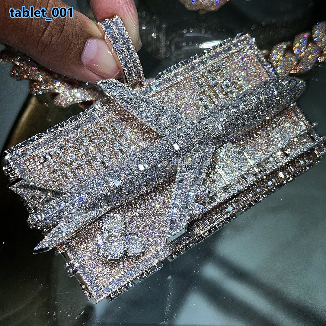 Factory Custom Hiphop Flawless VVS Moissanite Round Brilliant Cut Solid Gold/Silver Iced Charms Pendants
