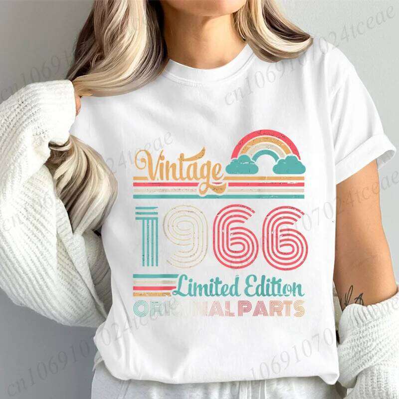 Stylish Women T-Shirts Casual Summer Fashion Top Vintage 1966 Ltd Edition Original Parts 60 Years My Birthday Print Women's Tees XJ260306 XJ26030