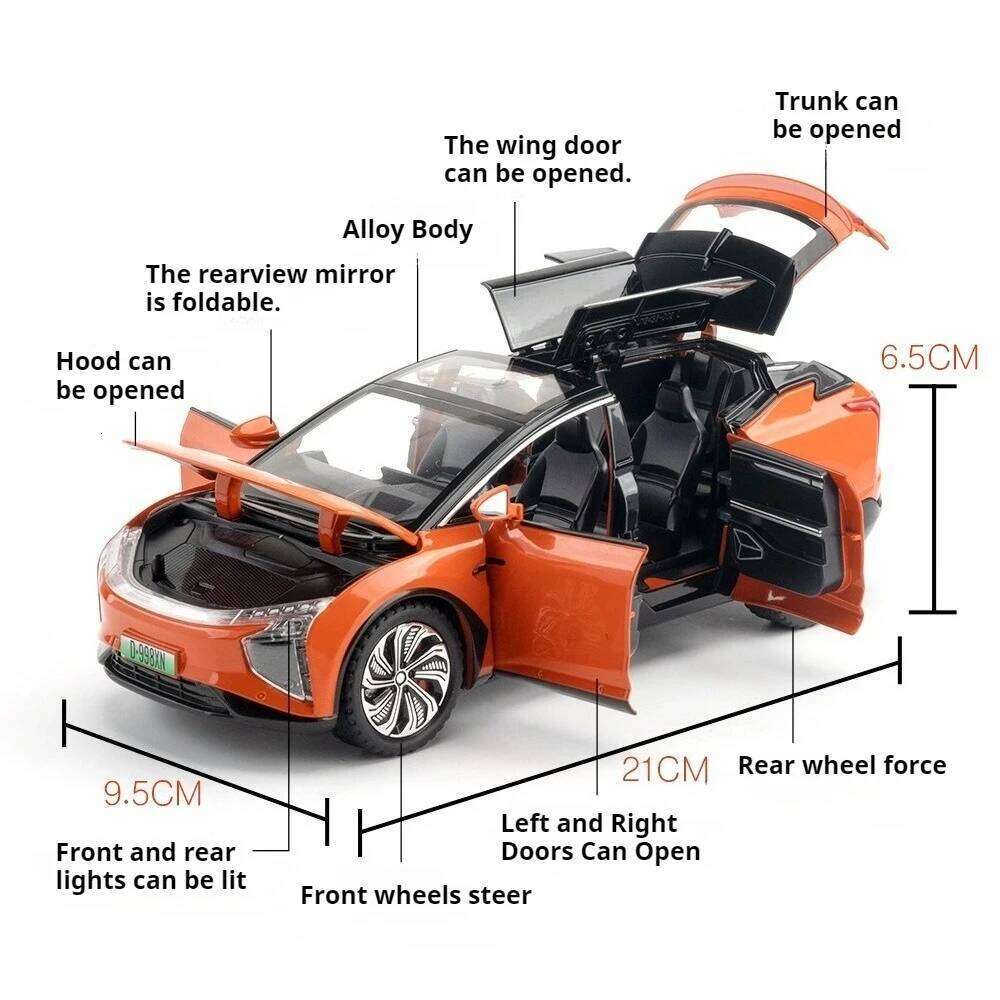 1:22 HiPhi X Alloy SL63 Diecast Model Toys Car Doors Opened Sound Light Pull Back Miniature Vehices for Children's Holiday Gifts Z260306
