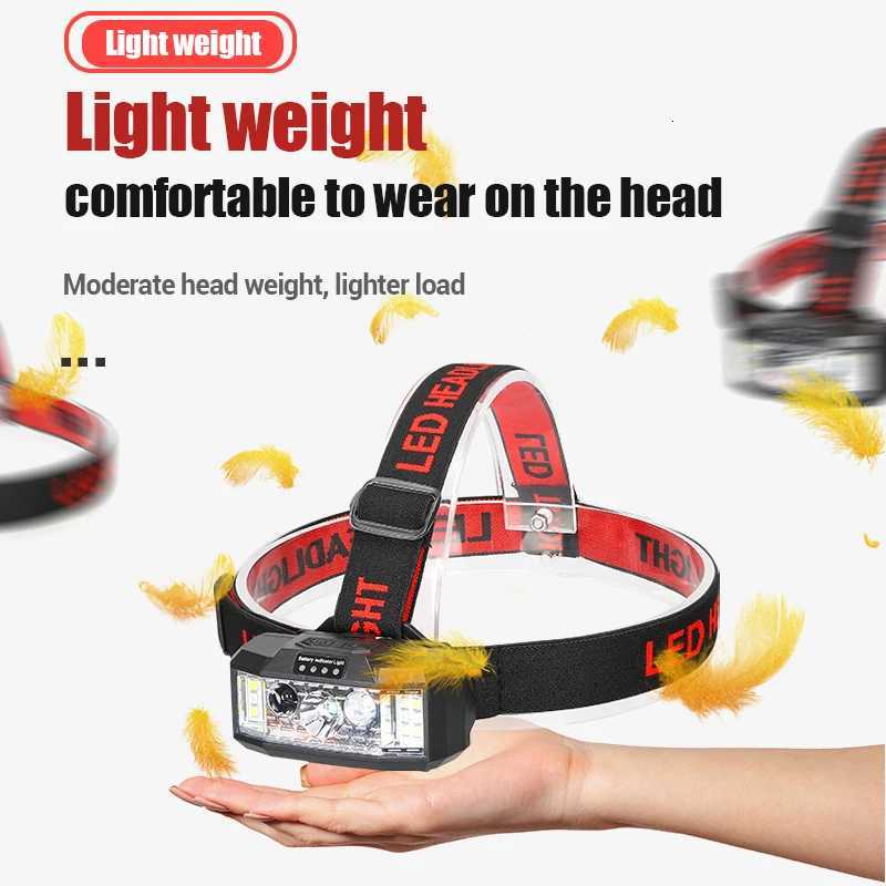 Rechargeable HeadlampMultiple ModesBright LED Head LightHands-Free Portable LightOutdoorRepairIndustrial WorkFlash Strobe H260307
