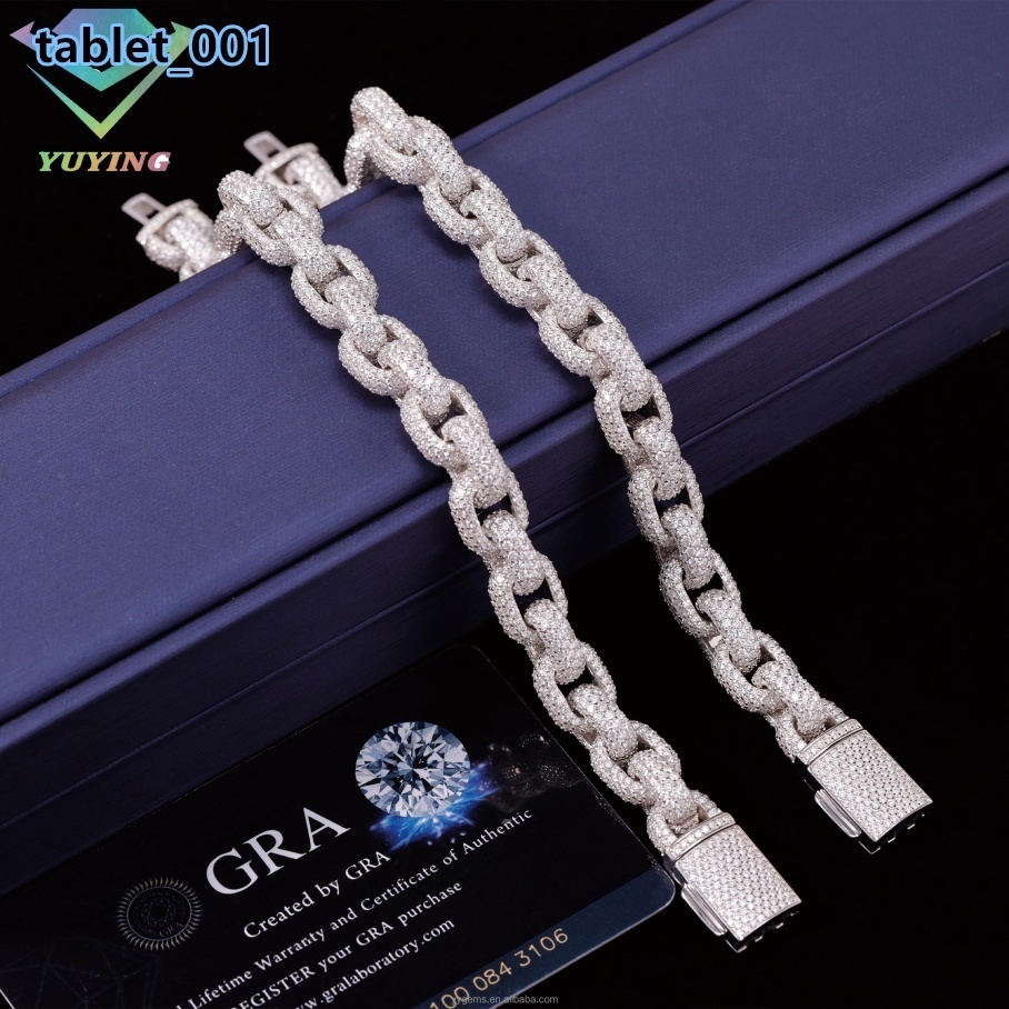 New Design Mossanite Cuban Link Bracelet 10mm Solid S925 Silver Bracelet Hip Hop Jewelry VVS Moissanite Diamond Cuban Bracelet