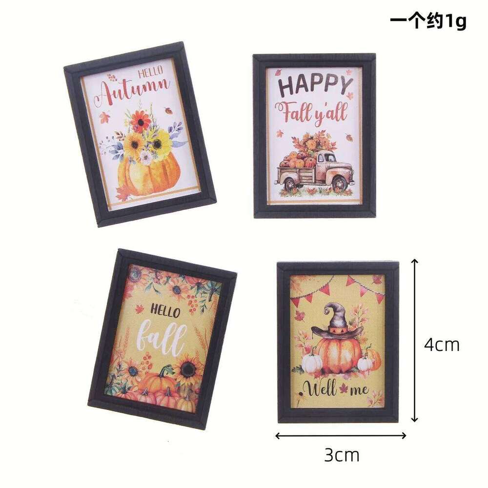 Dollhouse Mini Halloween Mural BJD Miniature Autumn Harvest Thanksgiving Festival Scene Wall Decoration Accessories H260306