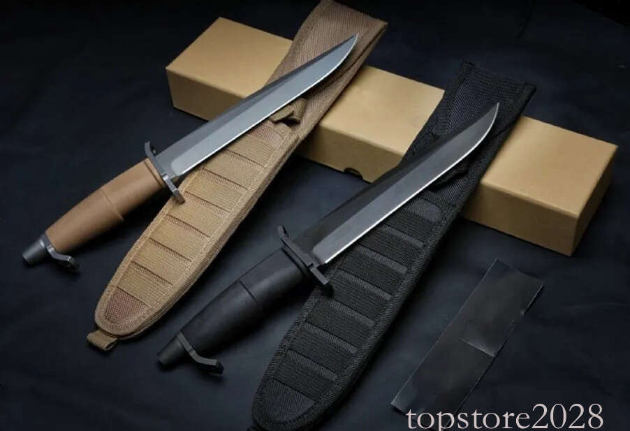 Top pocket knife Quality AMF Survival Knife N690 Titanium Coating Straight Point Full Tang Forprene Handle Outdoor Fixed Blade Tactical Knives with Sh - view 5
