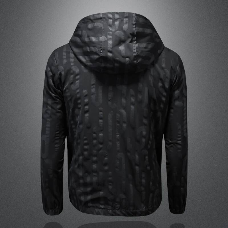 Minglu Spring Autumn Black Men's Jackets High Quality Long Sleeve Letter Printed Hooded Sport Casual Male Coats Man Overcoat 5XL