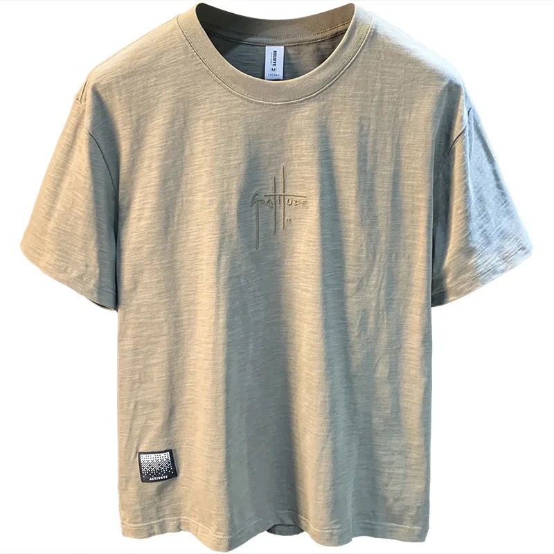Tshirt mens summer fashion simple round neck breathable loose short sleeved comfortable top 260302