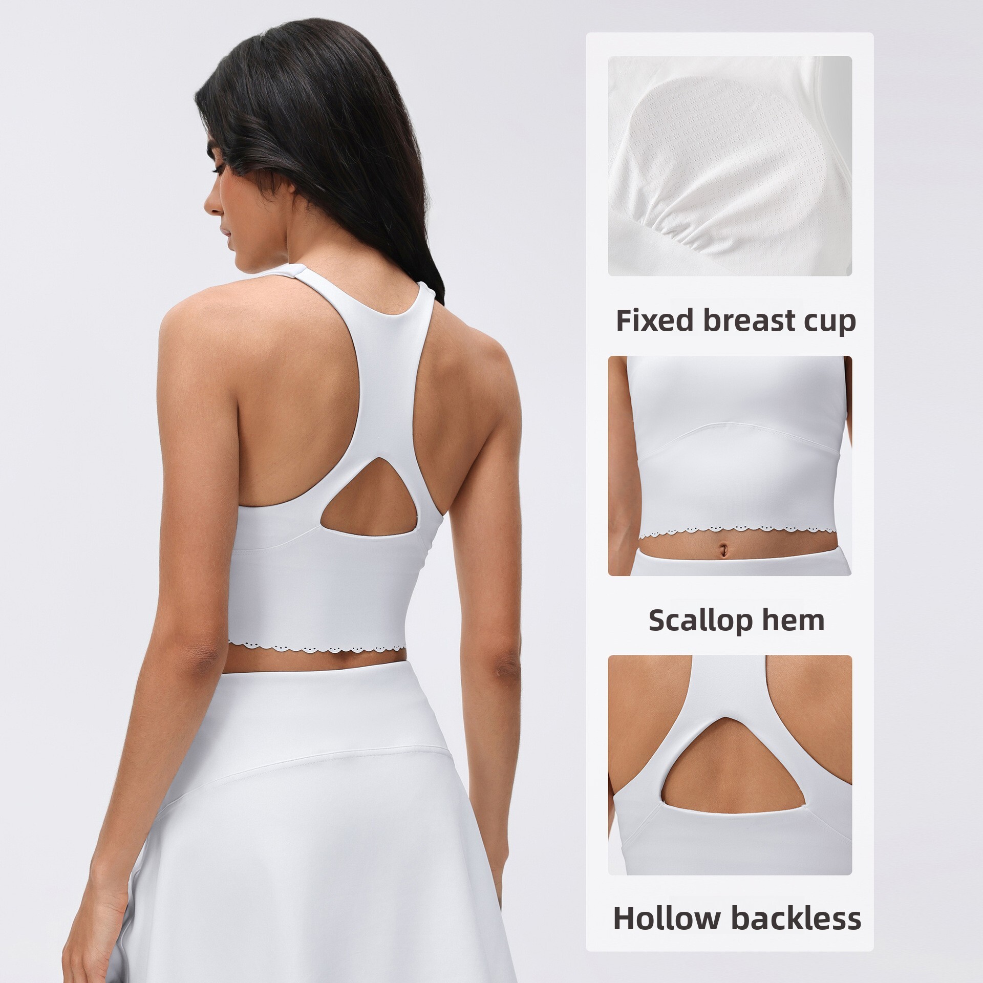 Fixed Cup Fitness Sports Bra Hollow Out Beautiful Back Sleeveless Yoga Vest for Women