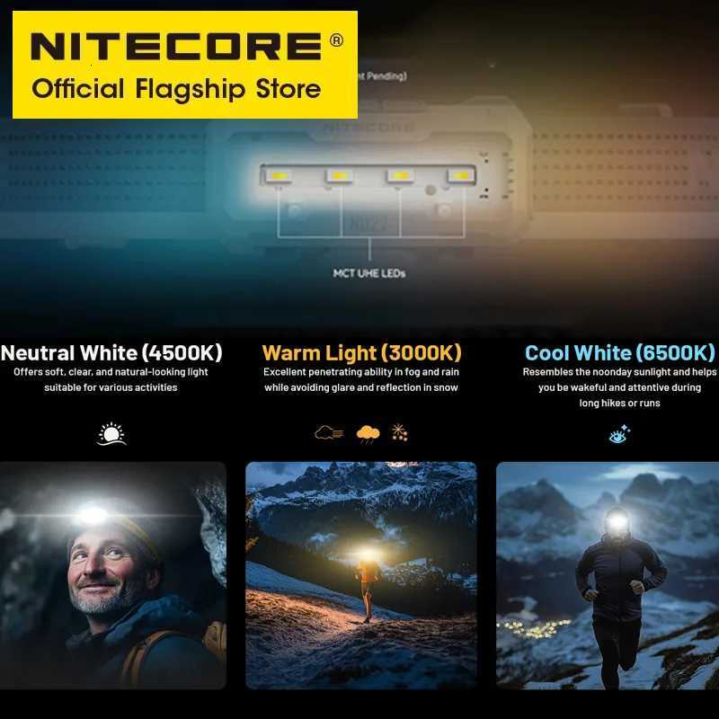 NITECORE NU27 56g Trail Running Headlight Lightweight Warm Light Neutral/Cool White Light LED Headlamp 600 Lumens USB-C Recharge H260307