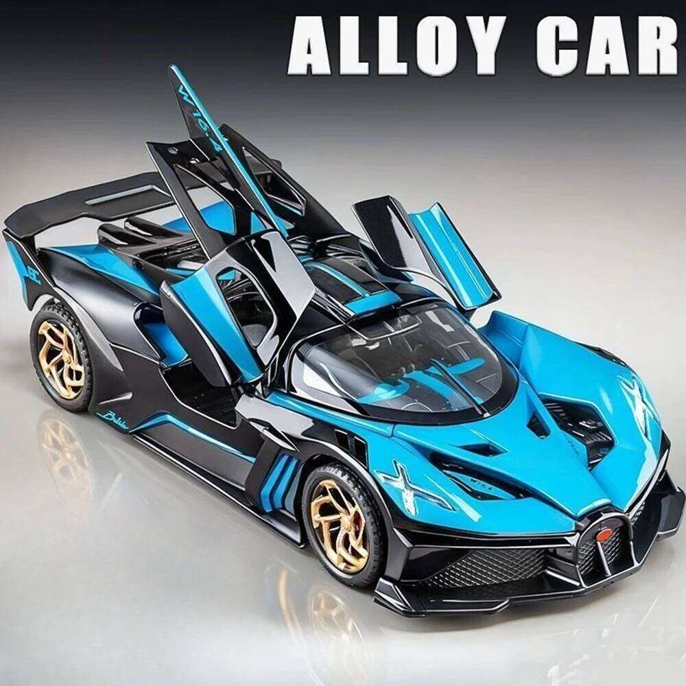 1:32 Bolide Divo Model Miniature Toys Diecast Super Sport with Sound Light Pull Back Doors Opened Metal Vehice Kids Holiday Gift Z260307
