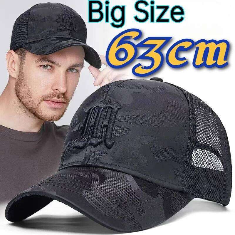 Man Big Size Head Mesh Camouflage Baseball Outdoors Sport Caps Dad Oversize Trucker Cap Male Plus 60cm 63cm Snapback Hats Y260304