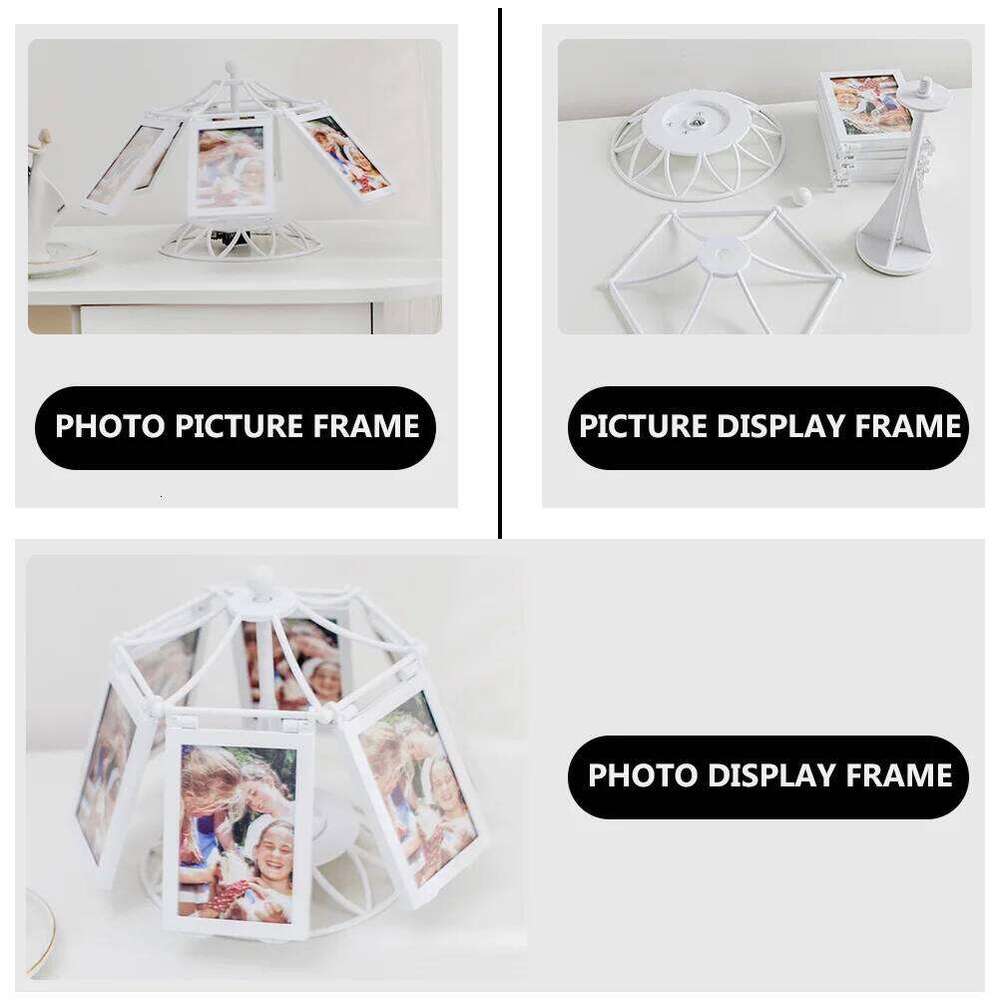 Eight Music Box Rotating Picture Desktop Photo Frame Home Tabletop Decor Birthday Christmas Gift Display Ornament H260306
