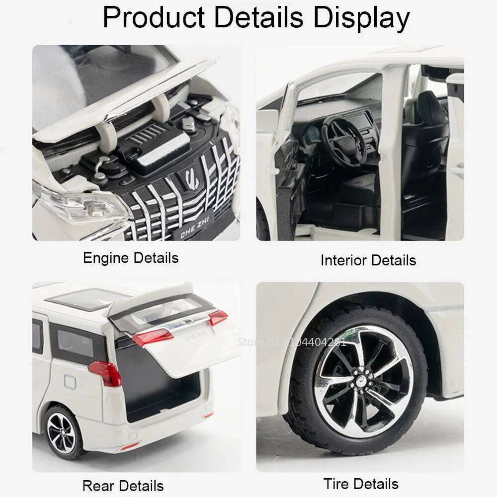 1:32 Alphard Coaster Miniature Model Toys Diecast Alloy Car Doors Opened Sound Light Pull Back Trendy Ornaments for Friend Gifts Z260306