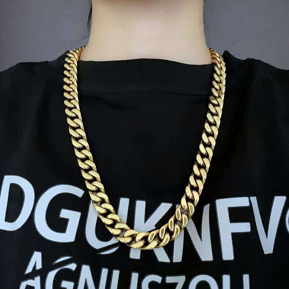 ins Chain fully polished three-dimensional Cuban titanium steel high-quality versatile hip-hop unisex trendy chain