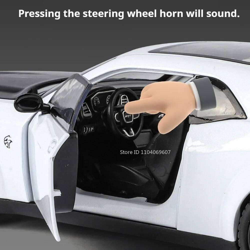 1:24 Hellcat Car Model Diecast Alloy Toys Doors Opened Four Wheel Suspension Sound Light Pull Back Miniature Vehices Friend Gift Z260306