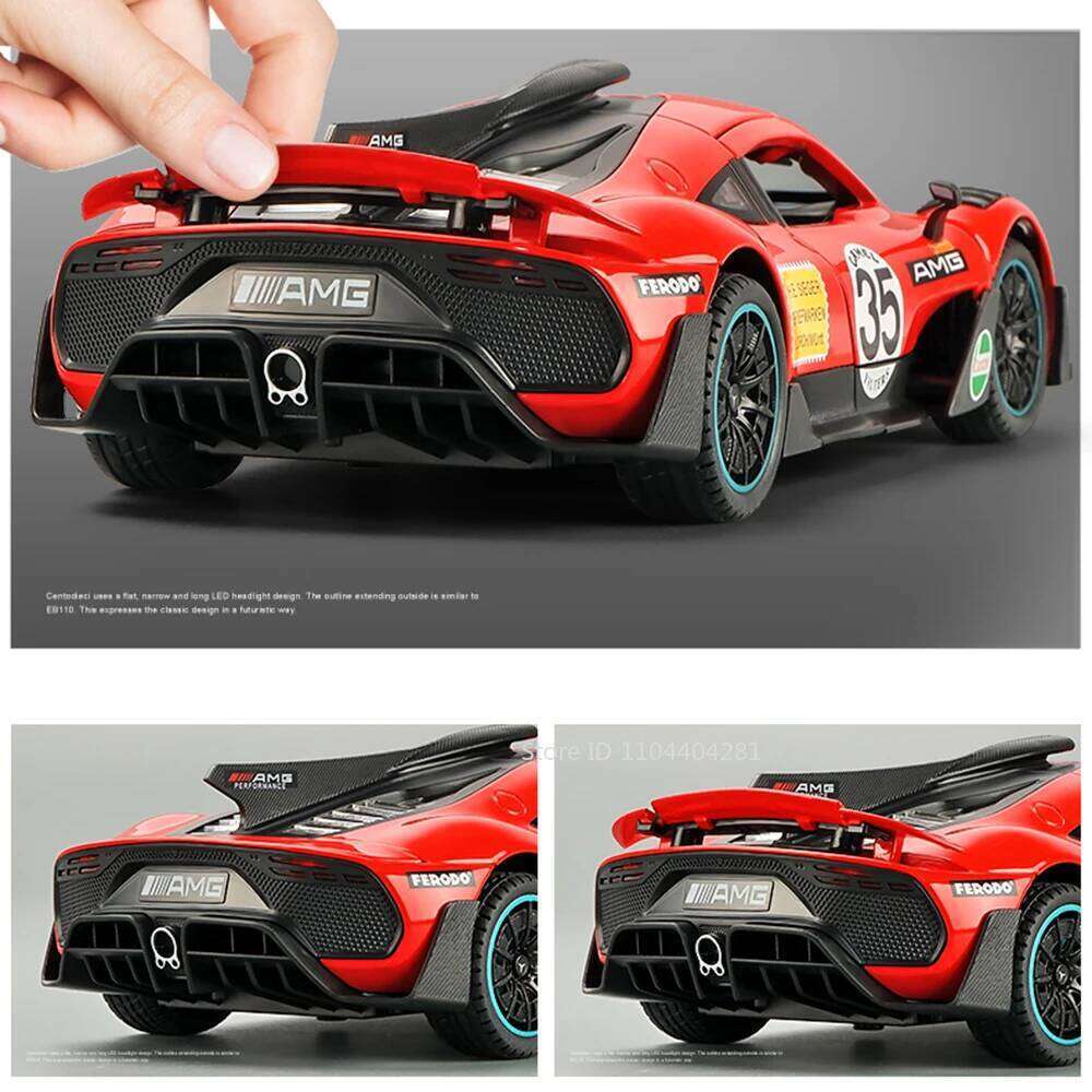 1:24 ONE VISION GT Cars Model Toy Diecast Alloy Sports Car Doors Opened with Sound Light Pull Back Vehices for Boy Holiday Gifts Z260306