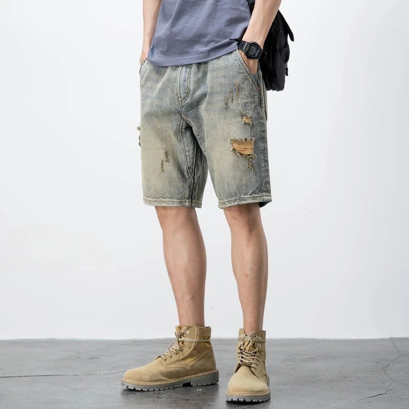 Short Jeans Pants for Men Oversize with Text Pockets Man Denim Shorts Big Size Thin Novelty in Xl Y2k Fashion Jorts Sale 260306