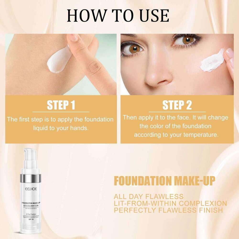 EELHOE Face Foundation Perfect Coverage Pore Shrink Moisturizing Oil Control Lasting Brightening Mild Makeup Foundaion 26L0306