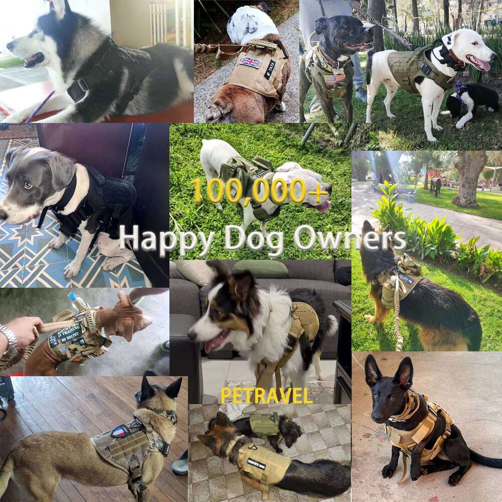 Tactical Harness Collar Leash Molle Pouches For Medium Large Dogs Pet German Shepherd Training Walking Vest Dog Harnesses Bamubi