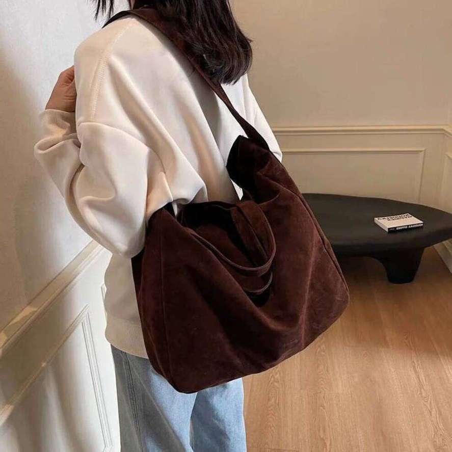 OLOEY Large Capacity Velvet 2026 Hot Selling Tote Zipper Solid Color Popular Fashion Handbag Soft Simple Commuting Shoulder Bag Practical Bags