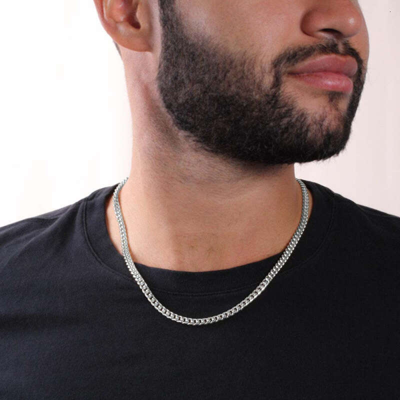 Cross-border bestseller in Europe and America: New high-quality 14K gold-plated single round dense Cuban chain titanium steel necklace jewelry