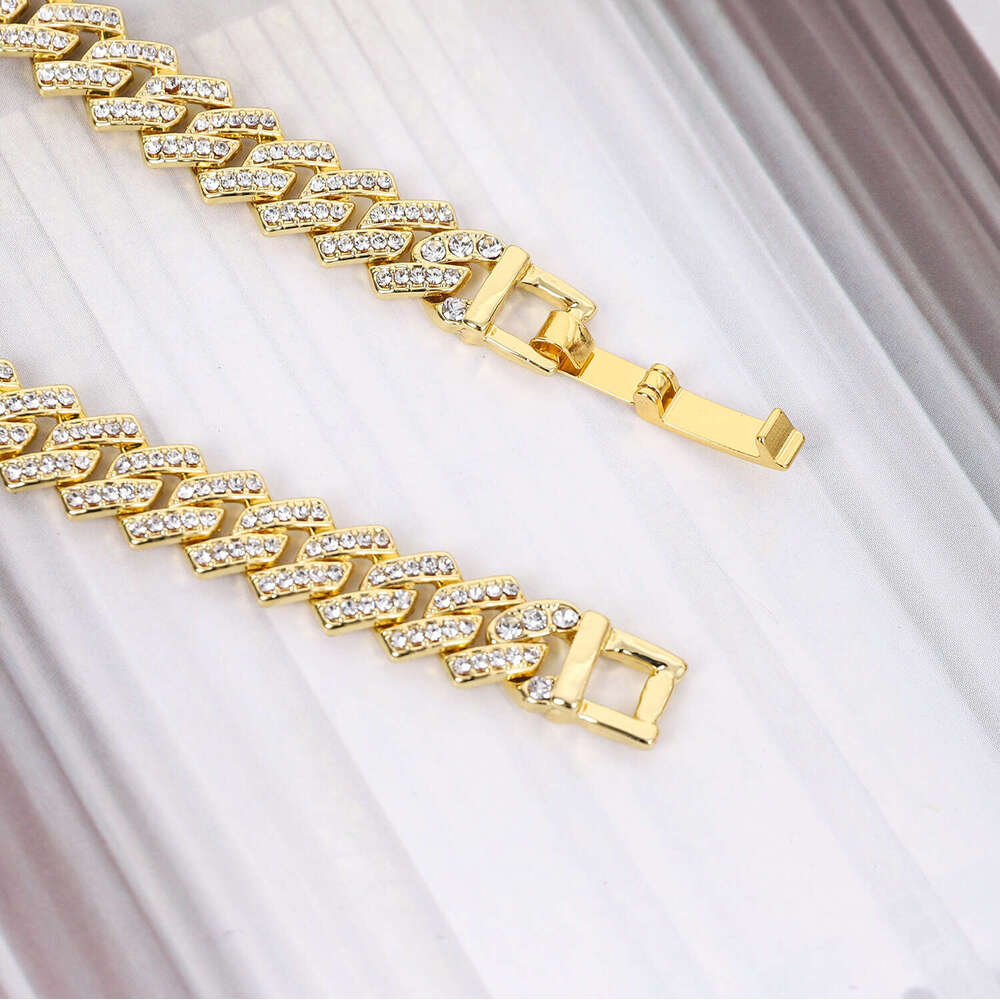 Source Manufacturer High-Quality Cuban Chain 10MM Full Diamond Clasp Hip-Hop Necklace Jewelry