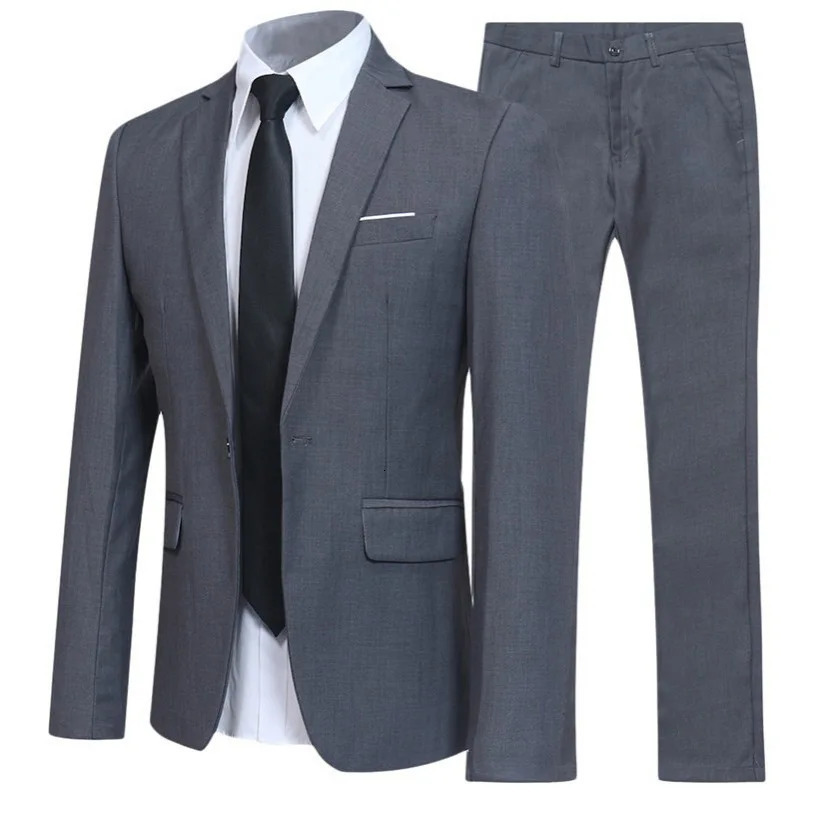Blazer Suits Men 2 Piece Set Party Coat Straight Pants Ensemble Autumn Button Trousers Suit Jacket Outfits Formal Banquet 260306