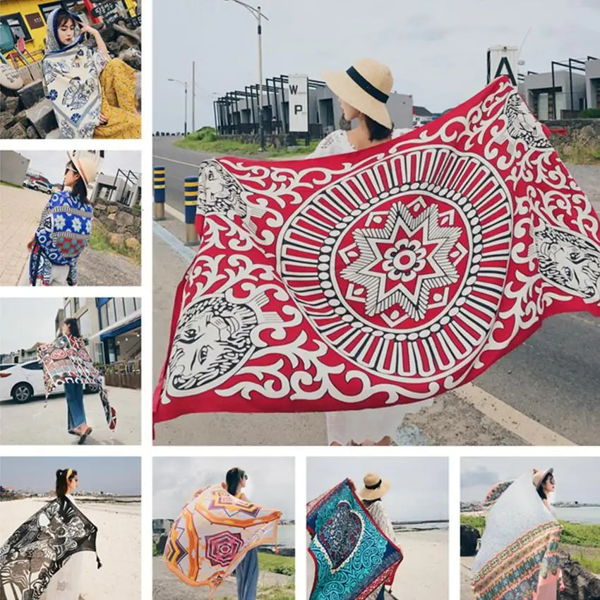 Fashions 90x180cm Twill Cotton Pareo Beach CoverUp Large Dress Bikini Bathing Swimwear Cover Up Sarong Wrap Scarf 260228