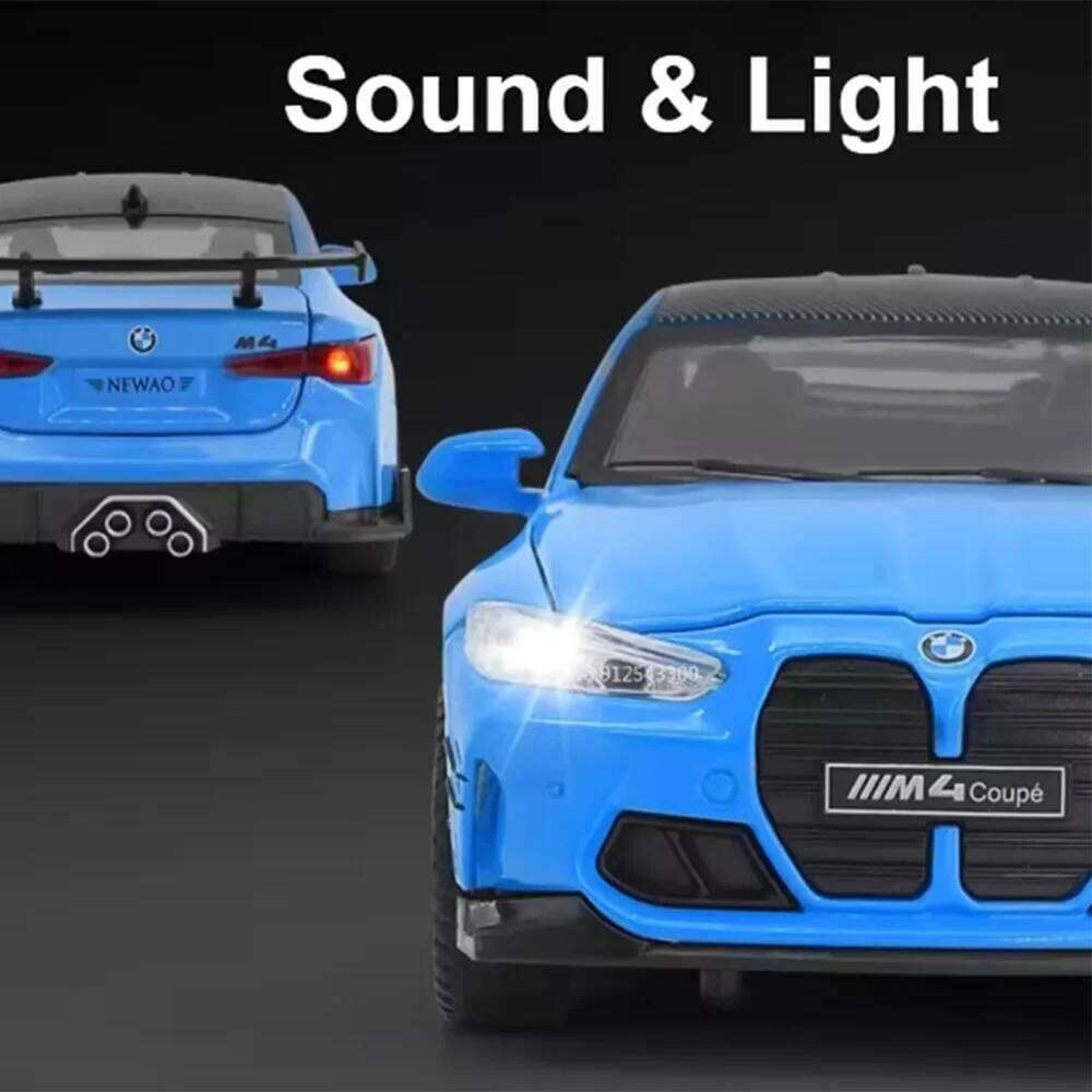 1:32 Scale M4 Alloy Model Diecast Toys Sportcar Sound Light Pull Back Doors Opened Rubber Tires Miniature Vehices Friend's Gifts Z260306