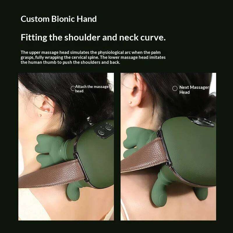 Portable Bionic Finger Neck Shoulder Massager Wireless Cervical Heated Trapezius Kneading Massage Shawl Brushless Motor Version 26Y0307