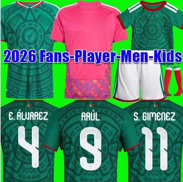 Mexico 2026 Cup RAUL CHICHARITO Soccer Jerseys LOZANO 25 26 27 H.LOZANO Men Kids Football Shirts Uniforms Fans Player Version GIMENEZ 2025 long