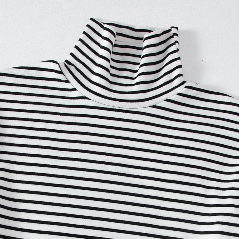 2Piece Mens High Neck Long Sleeved AutumnWinter Striped Youth Casual Sports Comfortable Plus Size Warm Inner Tshirt Trendy 260302