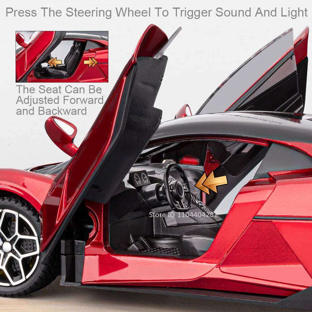 1:24 BYD Yangwang U9 Xtreme P1 Miniature Car Alloy Diecast Toys Model Sound Light Pull Back Doors Opened Vehice Popular Ornament Z260306