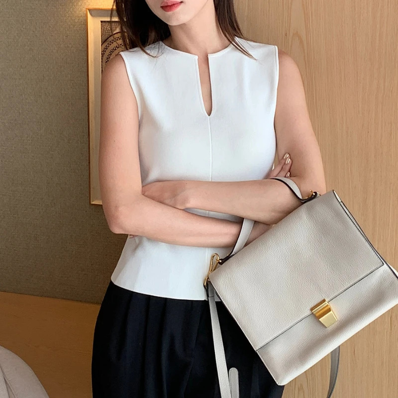 Women V-neck Good Quality Breathable Sleeveless Knit Tank Top Spring Summer In Chic Top MinimalStyle 260306