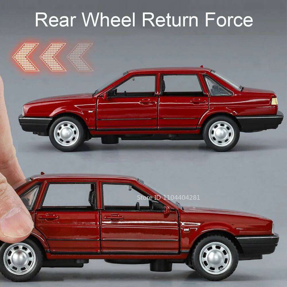 1:32 Santana CC Miniature Model Toy Diecast Alloy Car Sound Light Pull Back Door Opened Front Wheel Steering Cars Boy Gift Adult Z260306