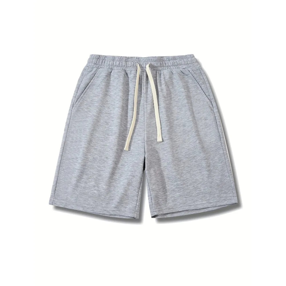 Mens Sports Shorts Cotton Casual High Waist with Pockets Drawstring KneeLength Quality 260306
