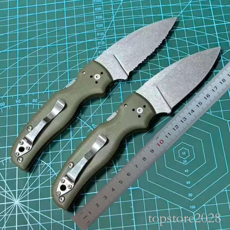 Top Quality C229 Folding Knife S30v pocket knife Stone Wash Serrated Blade Green G10 Handle Outdoor Camping Survival EDC Pocket Knives - view 3