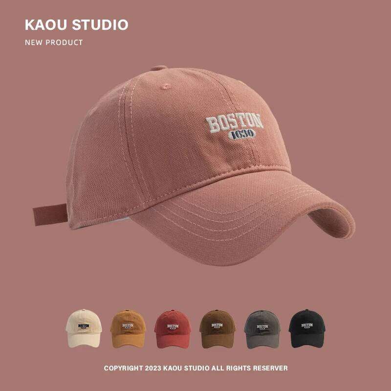 Hat Female Pink Ins Embroidered Peaked Korean Style Versatile Curved Brim Trendy Men's Baseball Cap Spring and Autumn Y260304