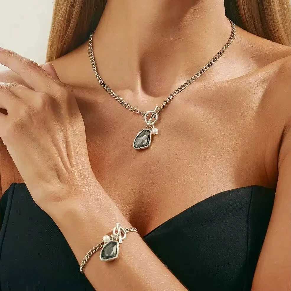 Jardme Pendant Necklace Jewelry Set For Women Minimalist Elegant Silver Color OT Buckle Choker Charm Jewelry H260307 - view 3