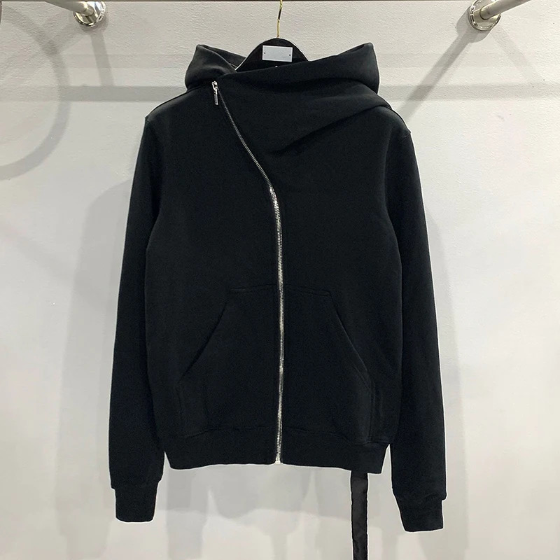 Autumn Zipper Black Hoodies Mens Womens Sportswear Jacket American Rock Hip Hop Street Wear Elastic Knitted Coats 260305