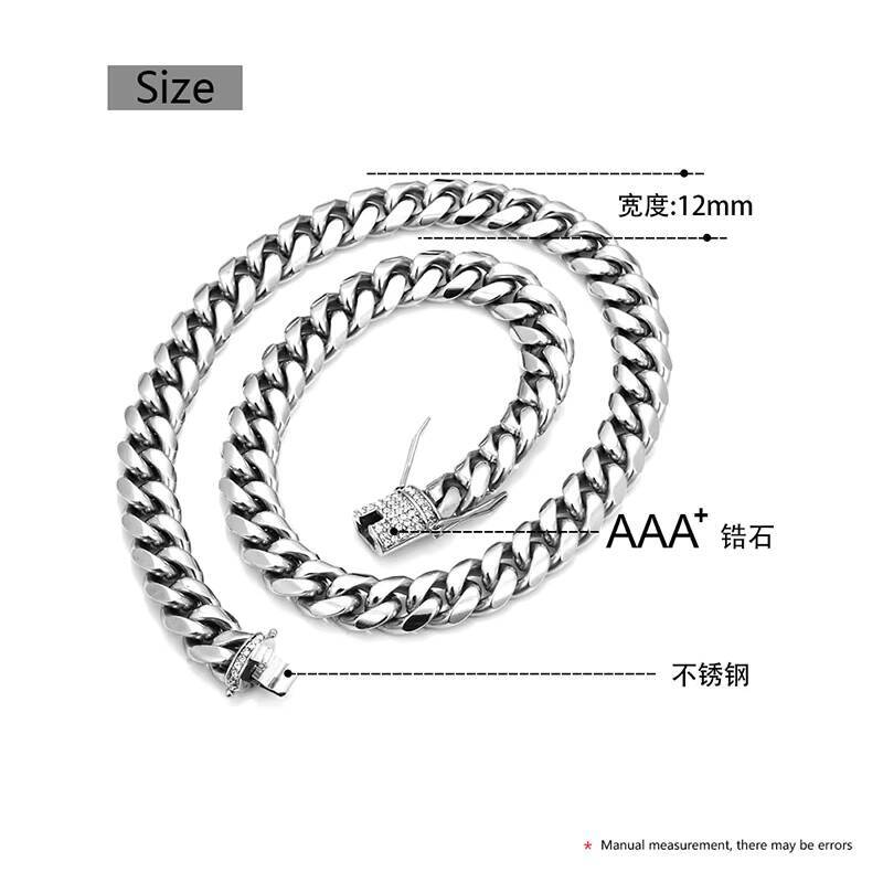 Wholesale Fashion Jewelry Hip Hop Moissanite/Zircon Cuban Link Chain Necklace for Men