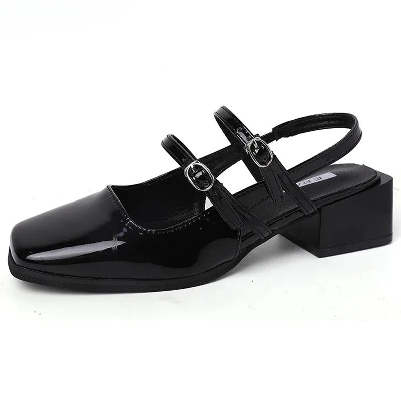 Retro Style Summer Thick Heel Women Sandals Fashion Square Toe Singbacks Shoes Ladies Elegant Party Dress Sandalias 260303