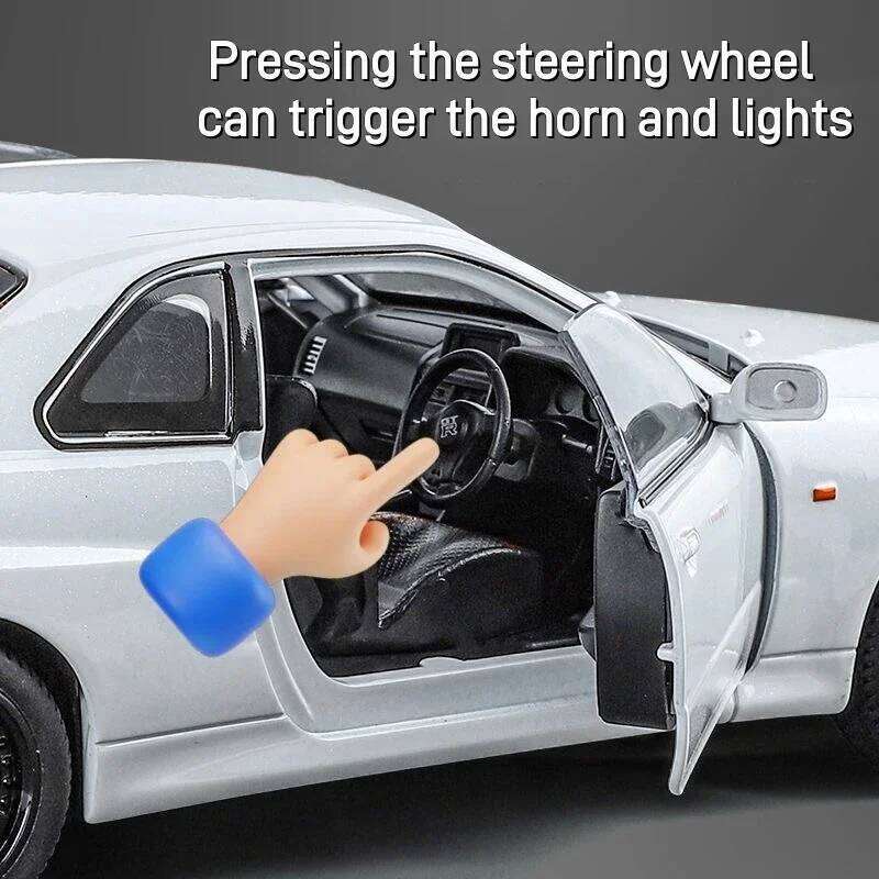 1:24 Scale Car Nissan Skyline GTR-R34 Alloy Vehicle Model Diecast Metal FastFurious Collectible Childrens Birthday Toy Gifts Z260306