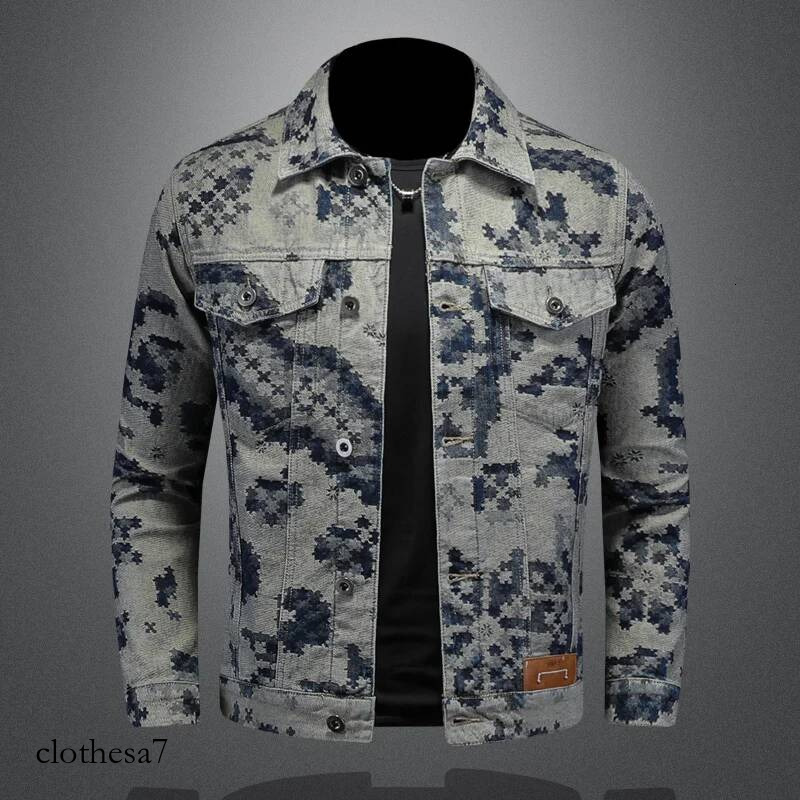 Brand Retro Jacket for Men 2025 Spring Fashion Jacquard Casual Denim Jackets Social Hip-hop Streetwear Cowboy Coats