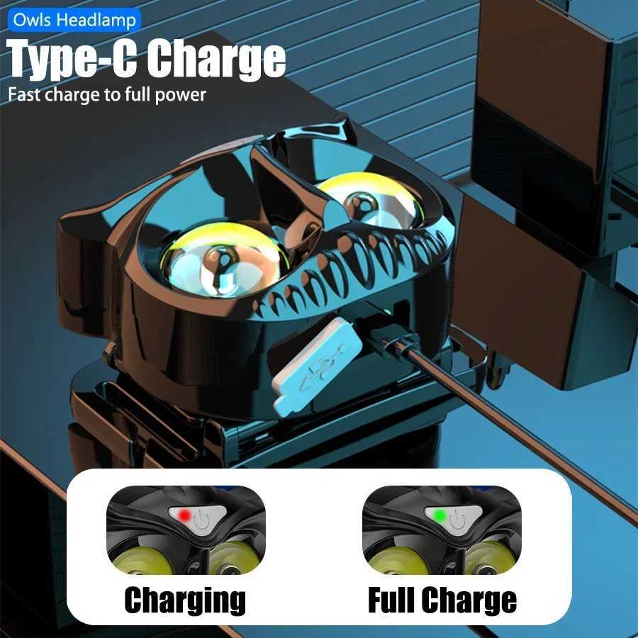 OWL COB Headlamp Magnetic Work Light Rechargeable Working Led Usb Flashlight Headlamps High Power Portable Headlight for Running H260307