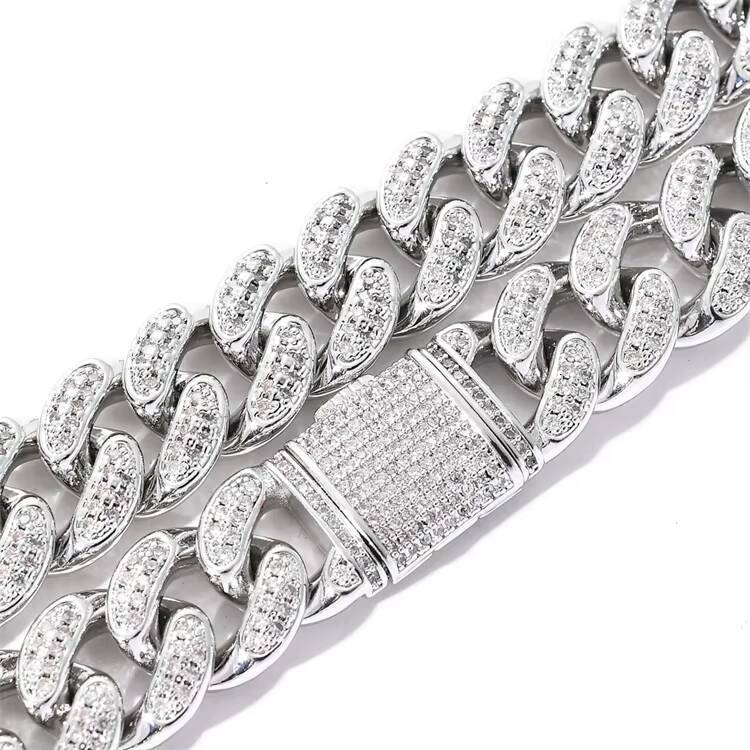 Hip Hop Unisex Gold Plated 925 Silver Moissanite Necklace with Iced Cuban Link Bling Chain GRA Certified for Men Rappers