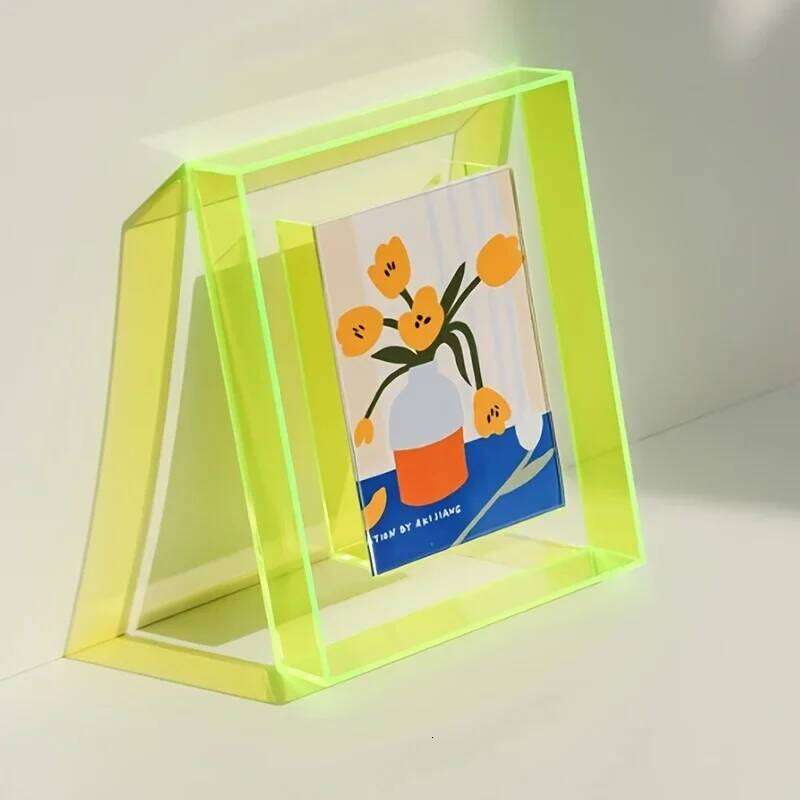 5 Inch Colorful Acrylic Photo Frame Box, DIY Poster Mounting Display Stand, Creative Picture Message Board Holder H260306