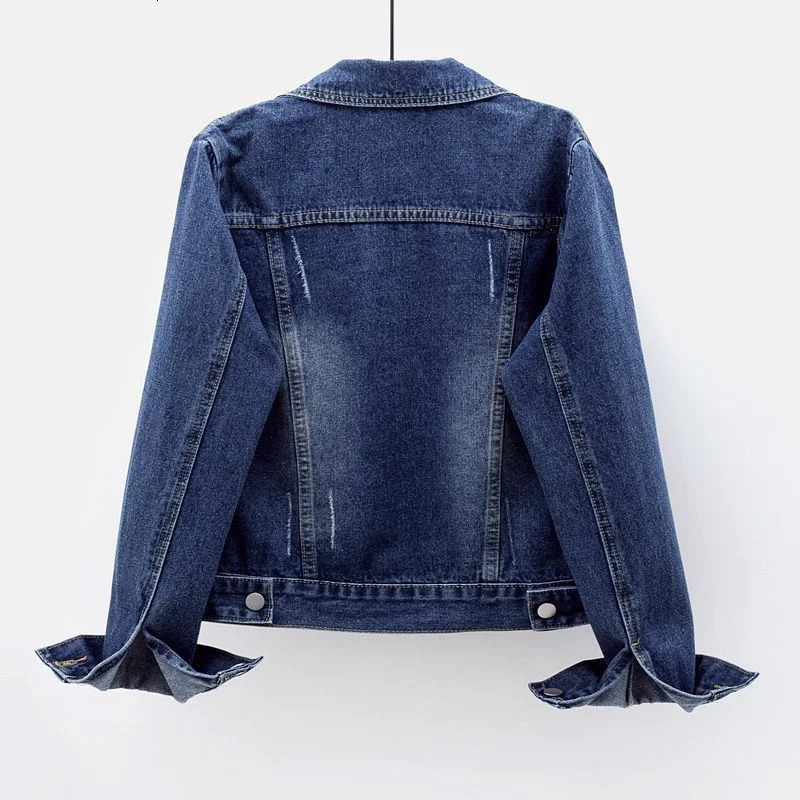 Spring Autumn Womens Denim Jacket Long Sleeve Overcoat Loose Denim Coat Button Outwear Jeans Jackets 5XL 260306