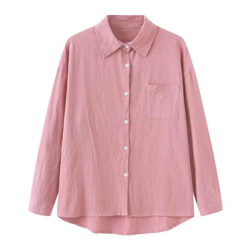 Large Size Two-piece Suit Women Cotton Linen Sets Long-sleeved Blouse Shirt Wide-leg Trousers Spring Summer Loose 2-piece Sets 260303