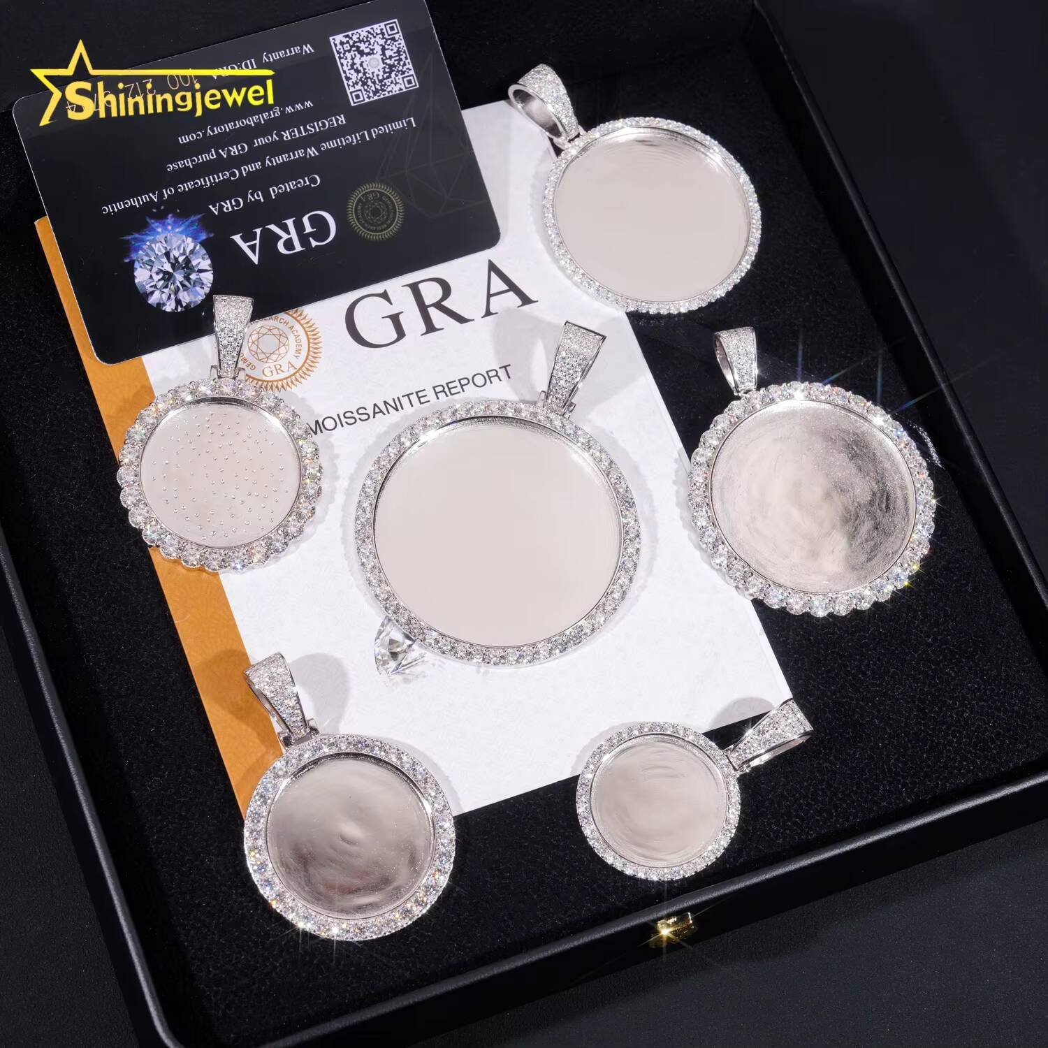 Ready to Ship Moissanite Memory Pendant S925 Gold Plated Moissanite Pass Diamond Test Moissanite Hip Hop Jewelry