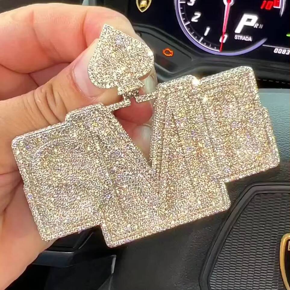 Custom 925 Silver 18K 14K Gold Plated Hip Hop Necklace Pass Diamond Test Iced VVS Moissanite Name Pendant Men GRA Certified